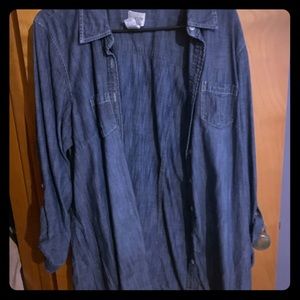 Tunic length denim button up